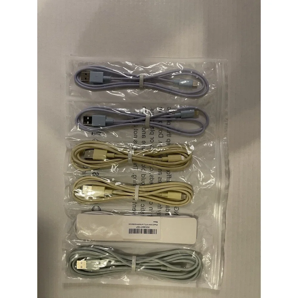 4 Pack MFi Certified USB-A to Lightning Cable Set Fast Charge & Sync Pastel